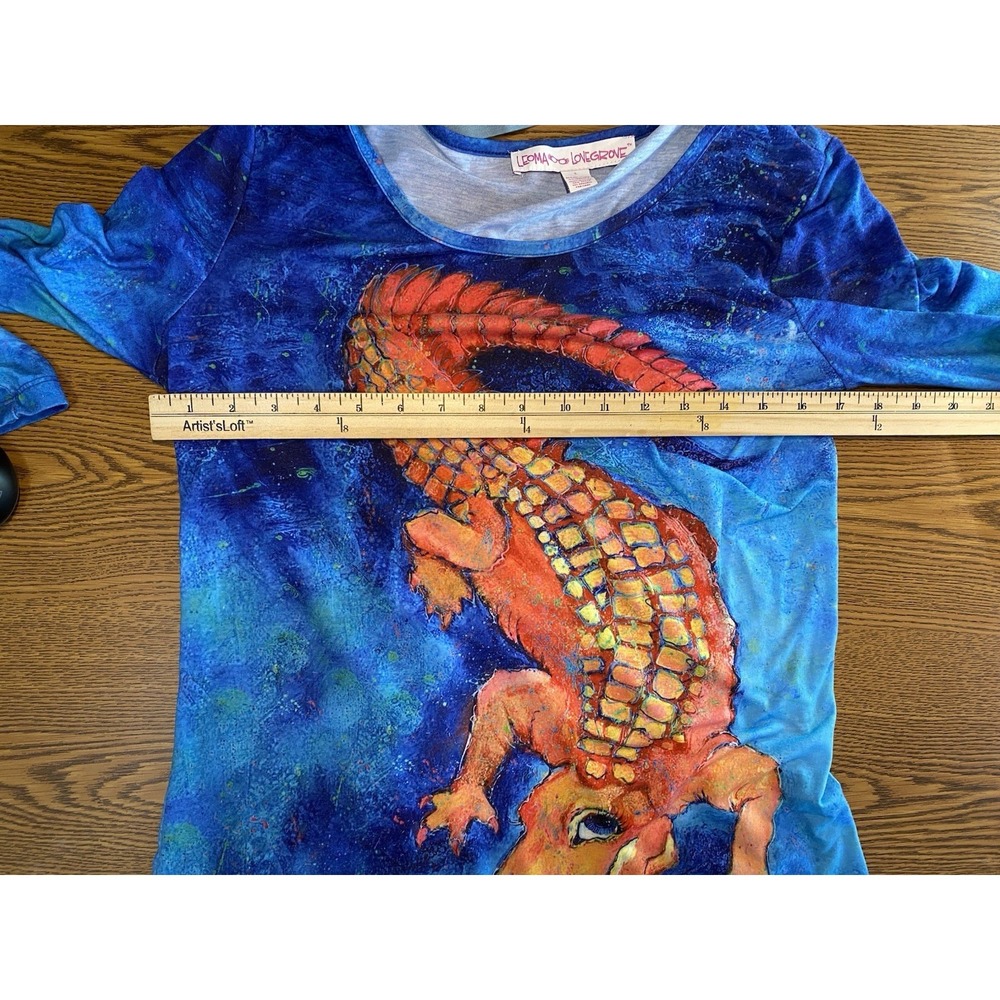 Leoma Lovegrove Women's Alligator Shirt Size Small Artsy Vacation Tropical Boho - Picture 5 of 11